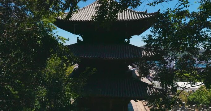 Japanese Temple Pagoda in Summer Greenery, Onomichi, Hiroshima