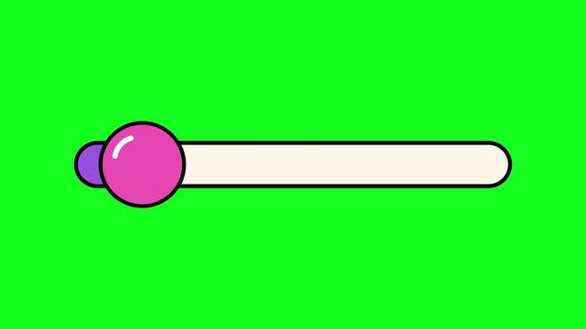 Modern graphic user interface progress bar or colorful slider animation element with a bright handle isolated on a green screen for versatile video editing projects and digital UI design