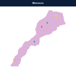Morocco map with colored pins showing key cities © J.M. Stocker