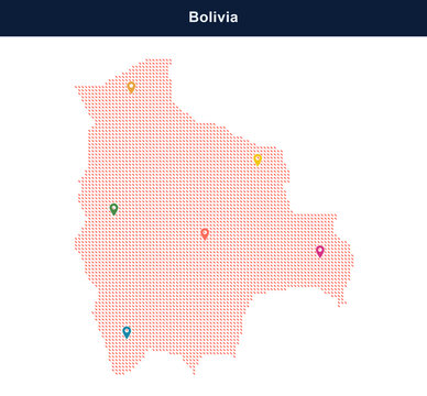 Bolivia map with colorful regional icons