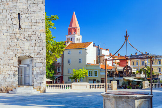 Five wells square and historic architecture in Zadar, Dalmatia, Croatia 
