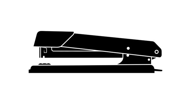 Black silhouette of a stapler on a white background