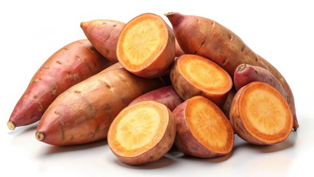 Fresh yam on white background stock photo