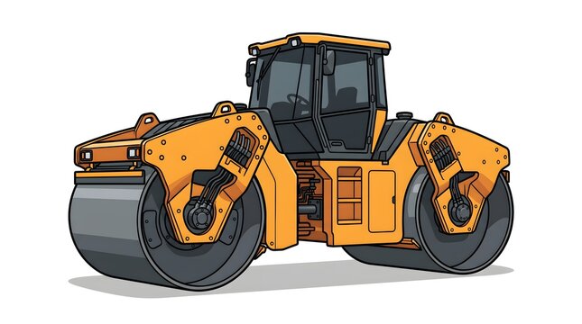 Road roller heavy machinery construction vehicle illustration