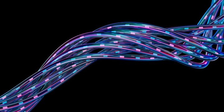 Wavy 3D Parallel Fiber Optic Stream with Neon Translucent Finish