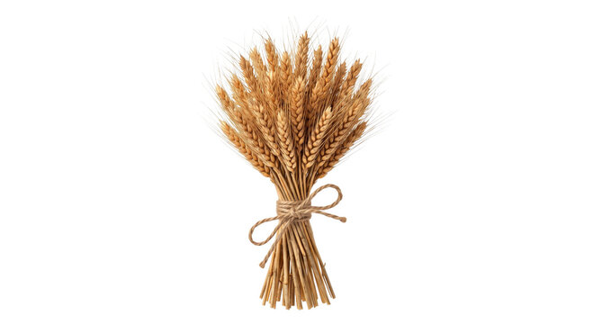 Golden wheat stalks tied with twine, a symbol of harvest and abundance