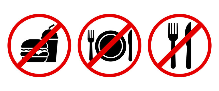 No Food Or Drink Allowed Prohibition Sign Icon Set