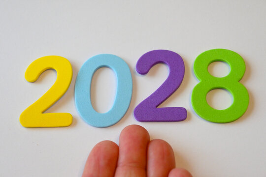 Colorful foam numbers forming 2028