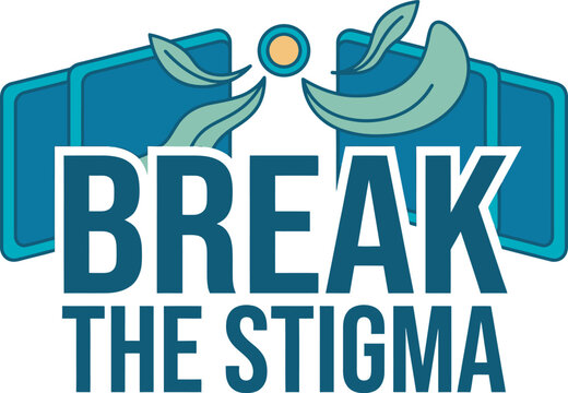 Break the stigma conceptual graphic design with open doors and green leaves illustration
