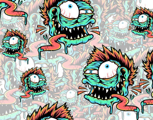 seamless crazy head classic pattern © ErickGraphs