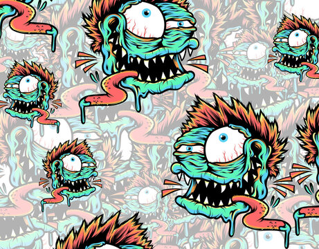 seamless crazy head classic pattern
