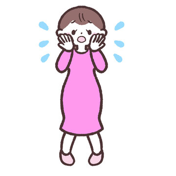 困る女性の全身イラスト