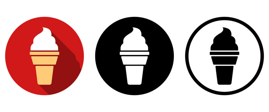 Soft Serve Ice Cream Icon Set Dessert Food Delivery UI Badge