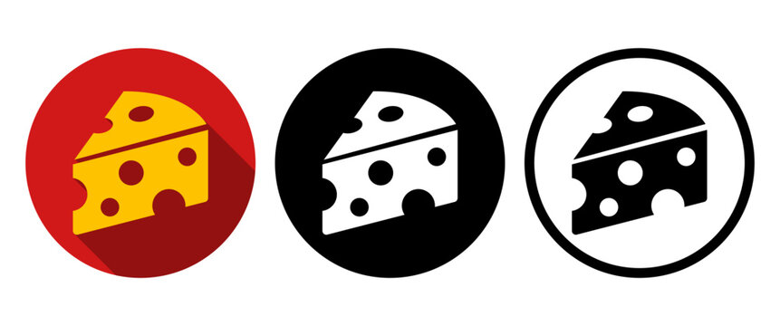 Cheese Wedge Icon Set Dairy Product Food Delivery UI Badge