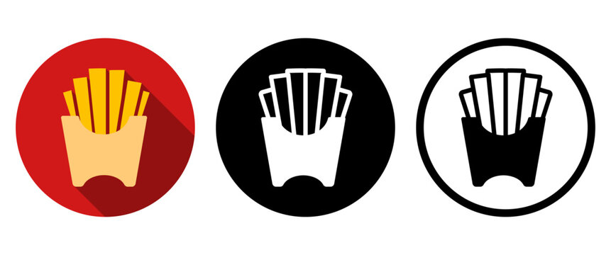 French Fries Icon Set Fast Food Snack Delivery UI Badge