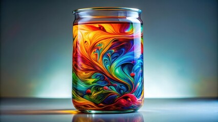 Fototapeta premium Colorful, swirly liquid filling a transparent glass container , Swirl Liquid