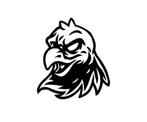 Naklejka premium Angry crow bird mascot head vector illustration isolated on white background