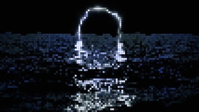 Mystical pixel art animation depicting a glowing portal arch standing over dark shimmering water. Great for sci-fi, fantasy RPG games, magic concepts, and retro digital backgrounds.
