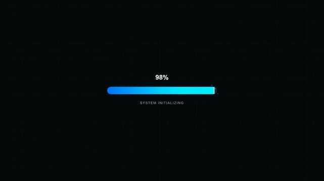 Digital loading progress bar showing ninety percent complete status on a dark background.