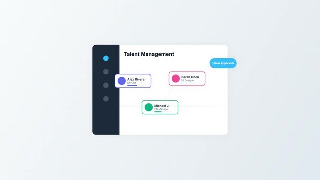 Digital interface showing a talent management dashboard with employee profiles and organizational data.