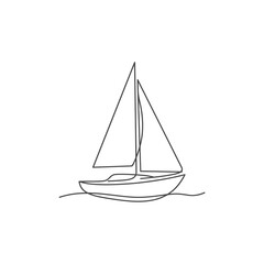 Fototapeta premium Minimalist sailboat line art on water