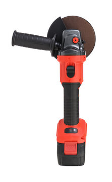 Cordless angle grinder power tool isolated on white background.