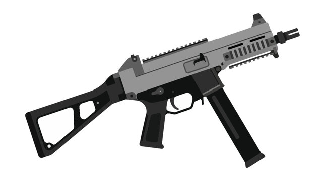 Modern Compact Submachine Gun Isolated