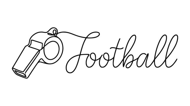 Whistle and Script Football Text Illustration on White Background.