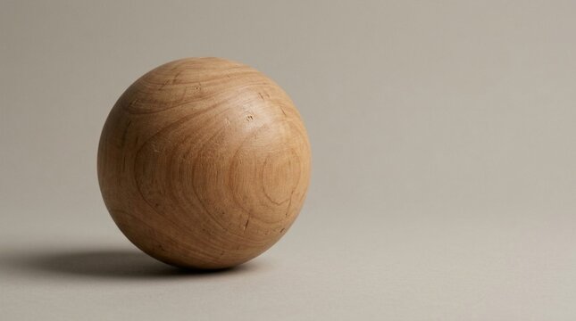 Minimal Natural Wooden Sphere on Neutral Background