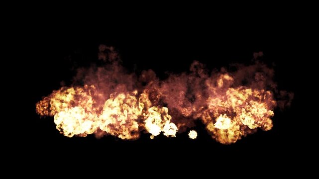 Fire Bomb Explosion Realistic Flame Blast Isolated Alpha Channel Loopable Animation ,War & Action Documentary Streams Videos Overlay Motion Design Element