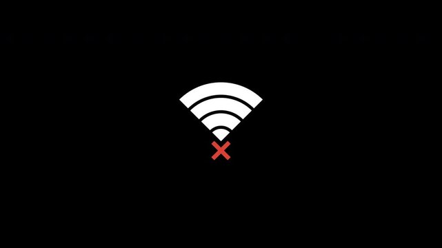 No Wifi signal icon video with looping animation, no signal animation on alpha channel, internet failure