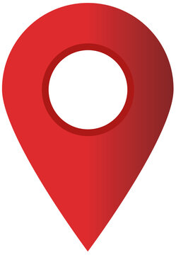 Modern Red Map Pin Pointer Icon with Subtle Gradient, Navigation Location Marker, Transparent PNG