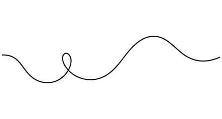 Obraz premium Single loop line continuous one line art vector depicting a minimal horizontal curve with an editable stroke.