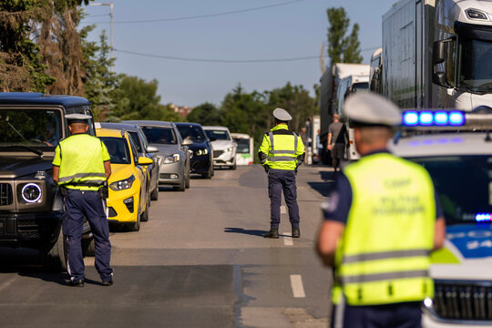Police officers during a traffic stop