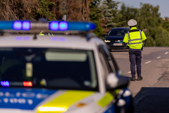Police officers during a traffic stop