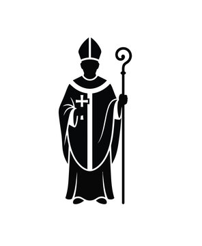 Silhouette of a Bishop Holding a Crozier Staff.