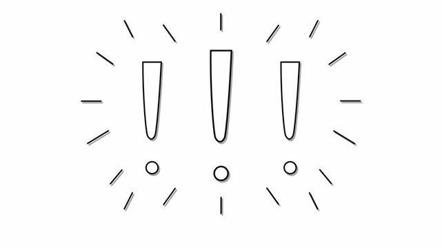 Sketched exclamation marks animation on white background. 4K Video