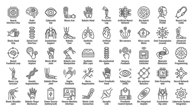 Diverse set of medical, anatomical, and household icons displayed in a cohesive line-art style across a white background.