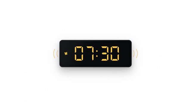 Digital alarm clock switching from seven twenty nine to seven thirty 7.30. 4K Video