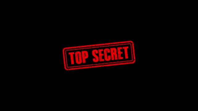 Top Secret rubber stamp animation. Top Secret Stamp textured bold text motion. Up to down stamp zooming and hit effect 4k video.