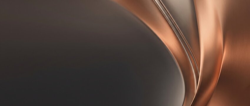 Abstract copper metal curves with soft lighting and smooth metallic texture background