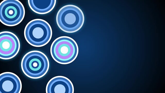 Dark gradient background with clustered concentric circles modern abstract geometric pattern suitable for backgrounds and design animation