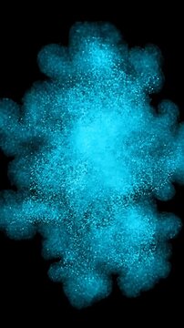 Blue Smoke Particles Expanding and Dissipating in a Looping Animation. Dynamic Abstract Visual Effect for Creative Projects.