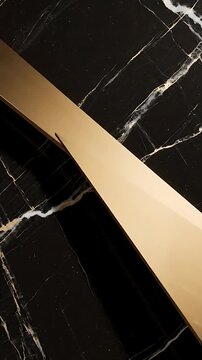 Marble Surface with Gold Geometric Shapes Seamlessly Looping. Elegant Abstract Design with Luxurious Texture and Dynamic Motion.