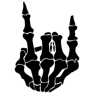 Skeleton Hand Rock Sign Heavy Metal Bone Silhouette Vector Illustration in AI EPS SVG PNG