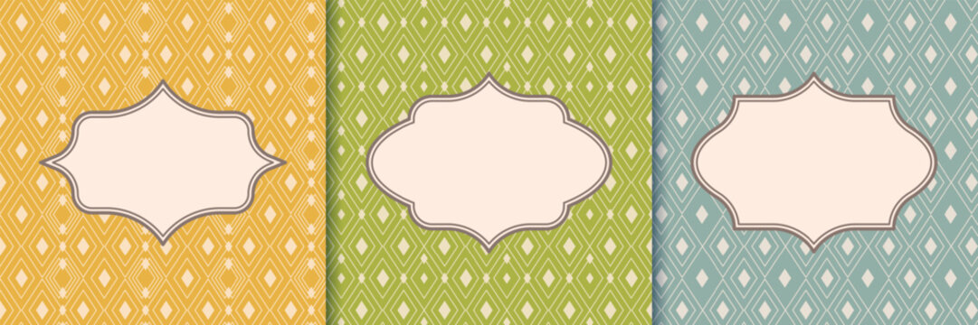 Vintage bakery label frame with classic diamond pattern, ideal for bread, pastry, dessert packaging and bakery shop branding.