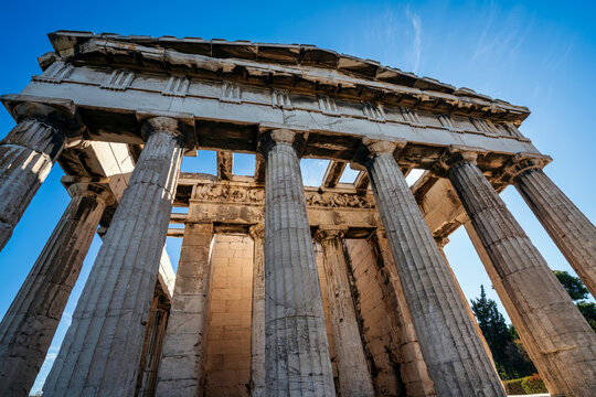 Doric Colonnade of Temple of Hephaestus in Athens, Greece