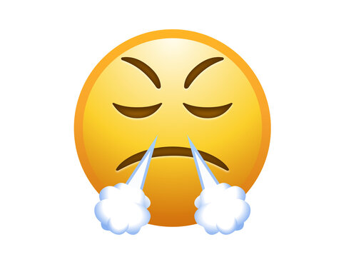 Face with steam from nose emoji vector icon for angry and triumphant reaction