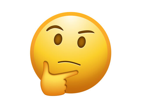 Thinking face emoji vector icon with hand on chin for wonder reaction
