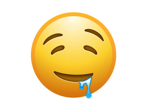 Drooling face emoji vector icon with closed eyes for sleepy or hungry reaction